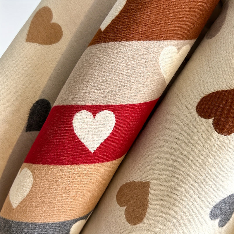 Bufanda para mujer con estampado de corazones y flecos