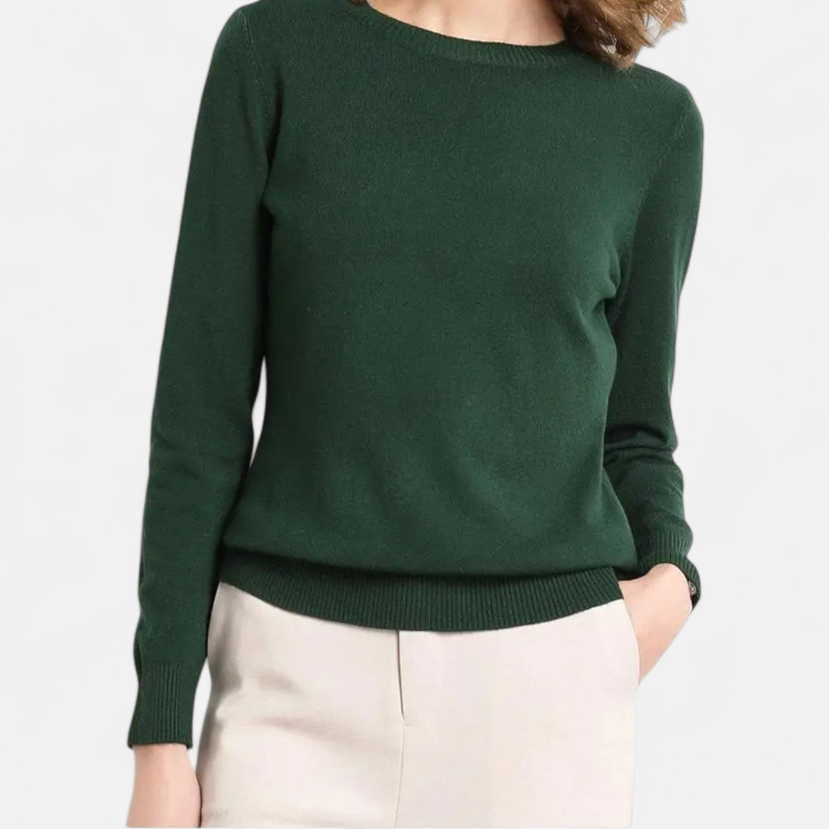 Maglione da donna in lana merino, girocollo, vestibilità intramontabile
