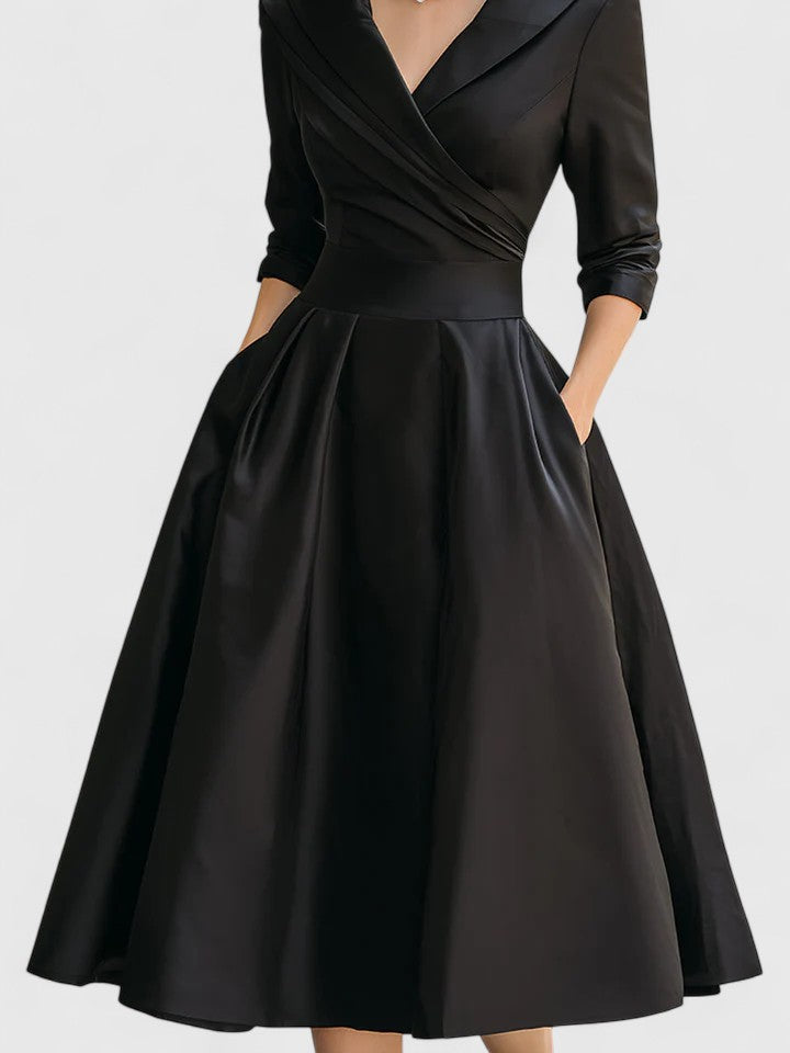Women's Midi Dress Satin side pockets