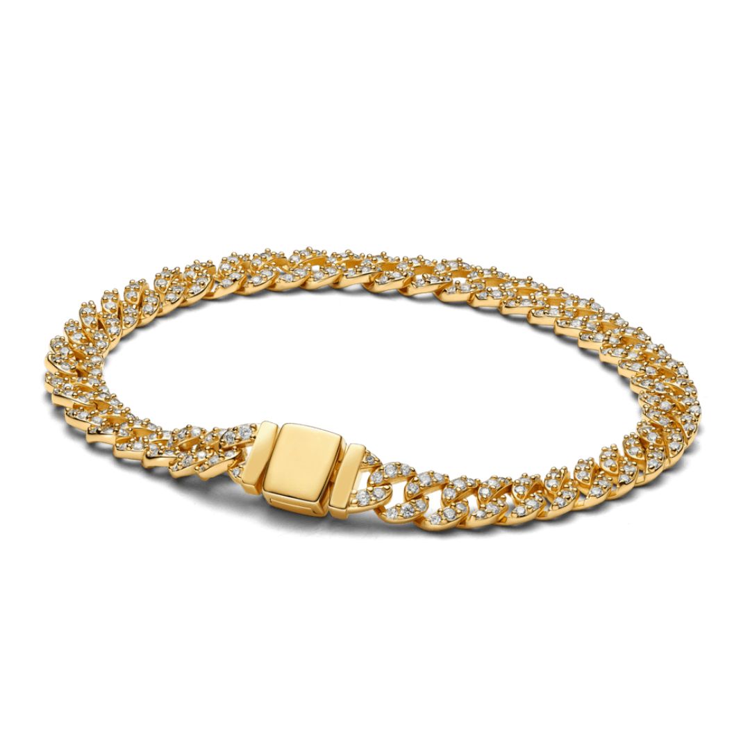 Clara | Cuban Pink Bracelet 18k Gold