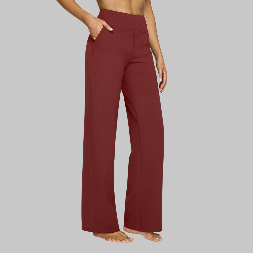 Women's Straight-Leg Trousers Soft Jersey Elastic Waist