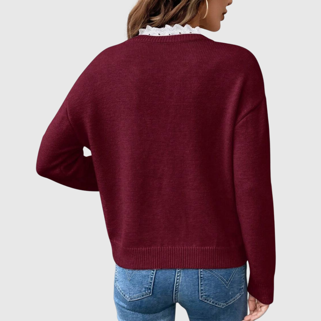 Pull pour femme avec bordure en dentelle