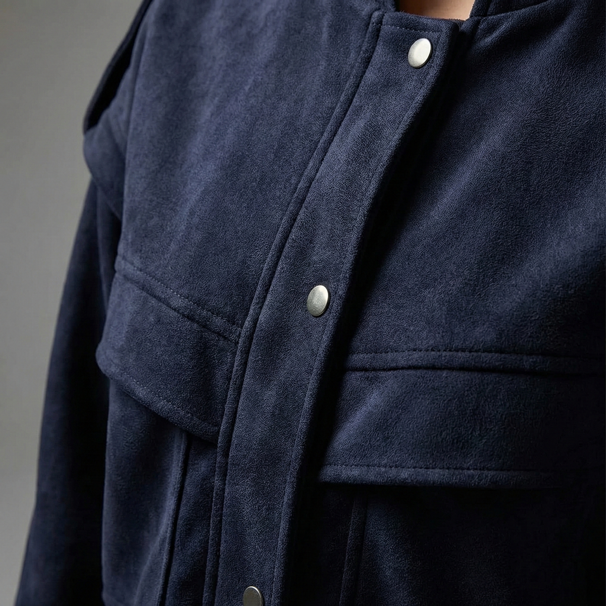 Women's Faux Suede Jacket Single-Breasted Roomy Pockets