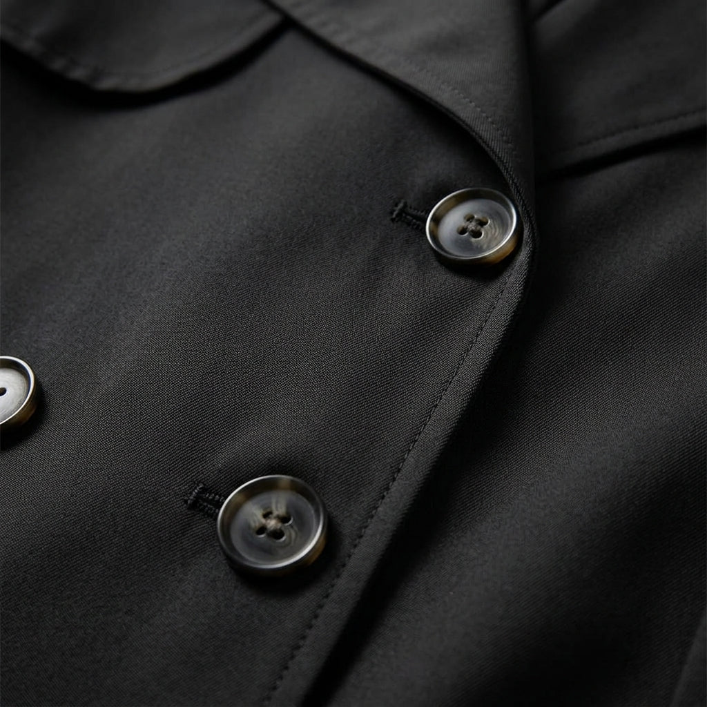 Women's Cotton Trench Coat Button Placket Tailored