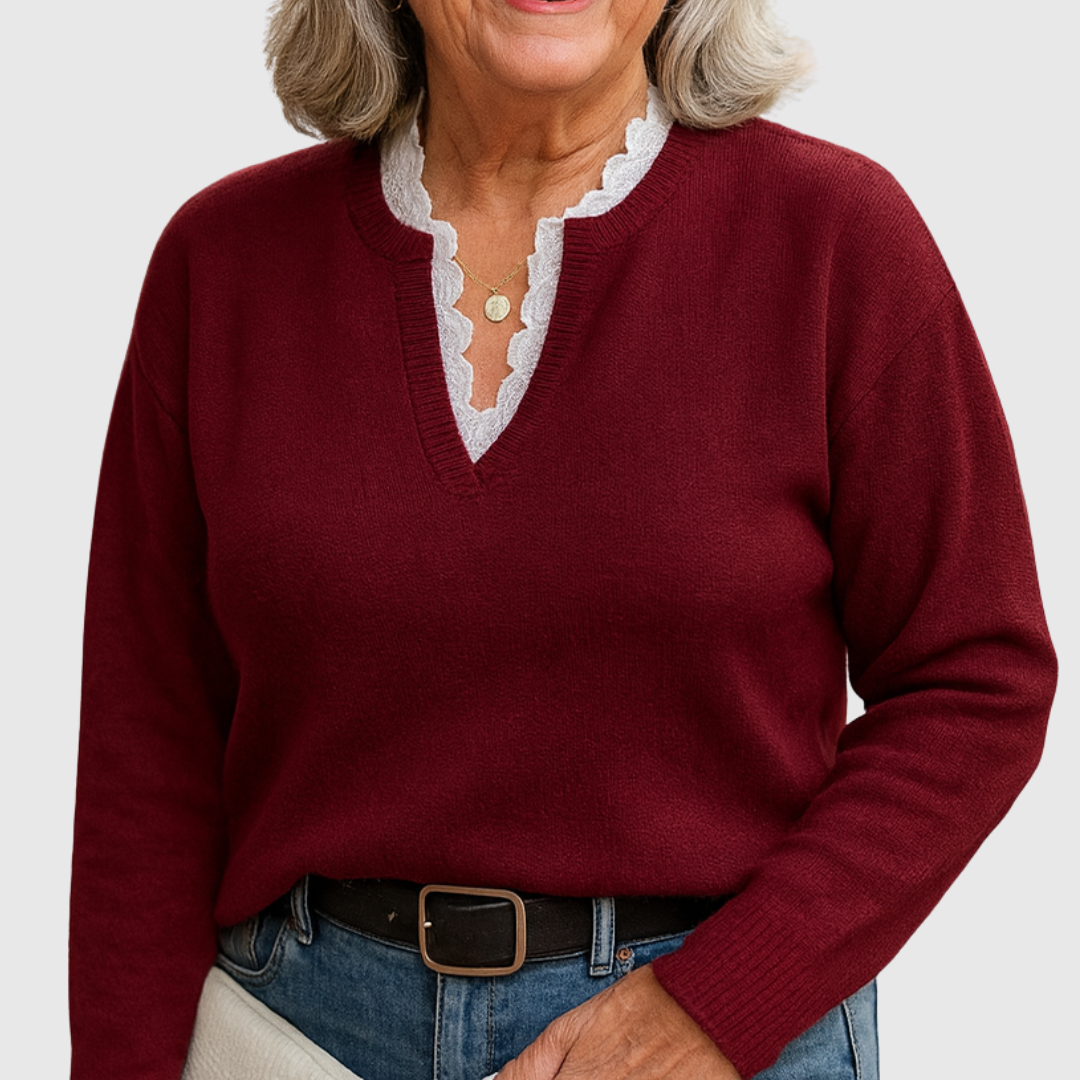 Pull pour femme avec bordure en dentelle
