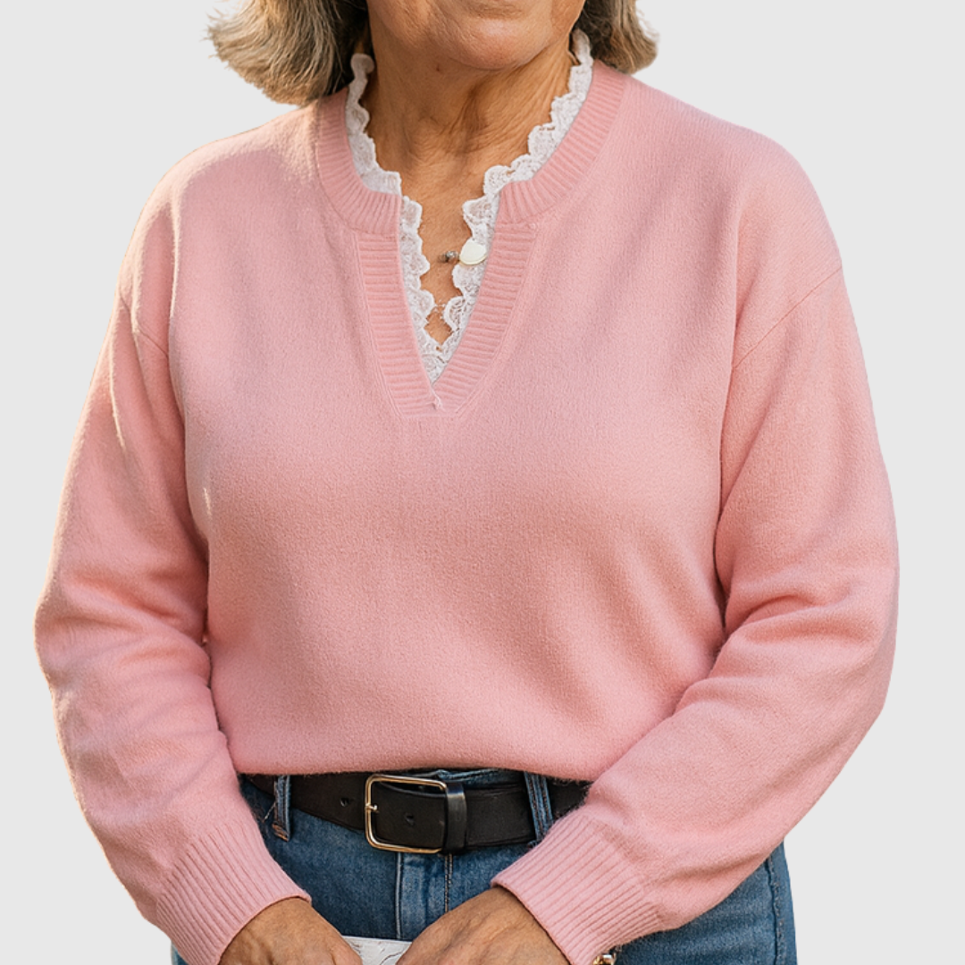 Pull pour femme avec bordure en dentelle