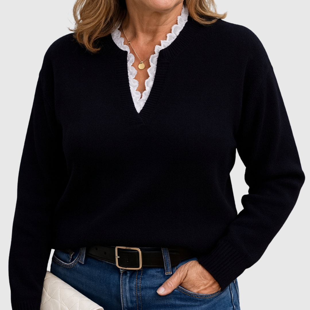 Pull pour femme avec bordure en dentelle