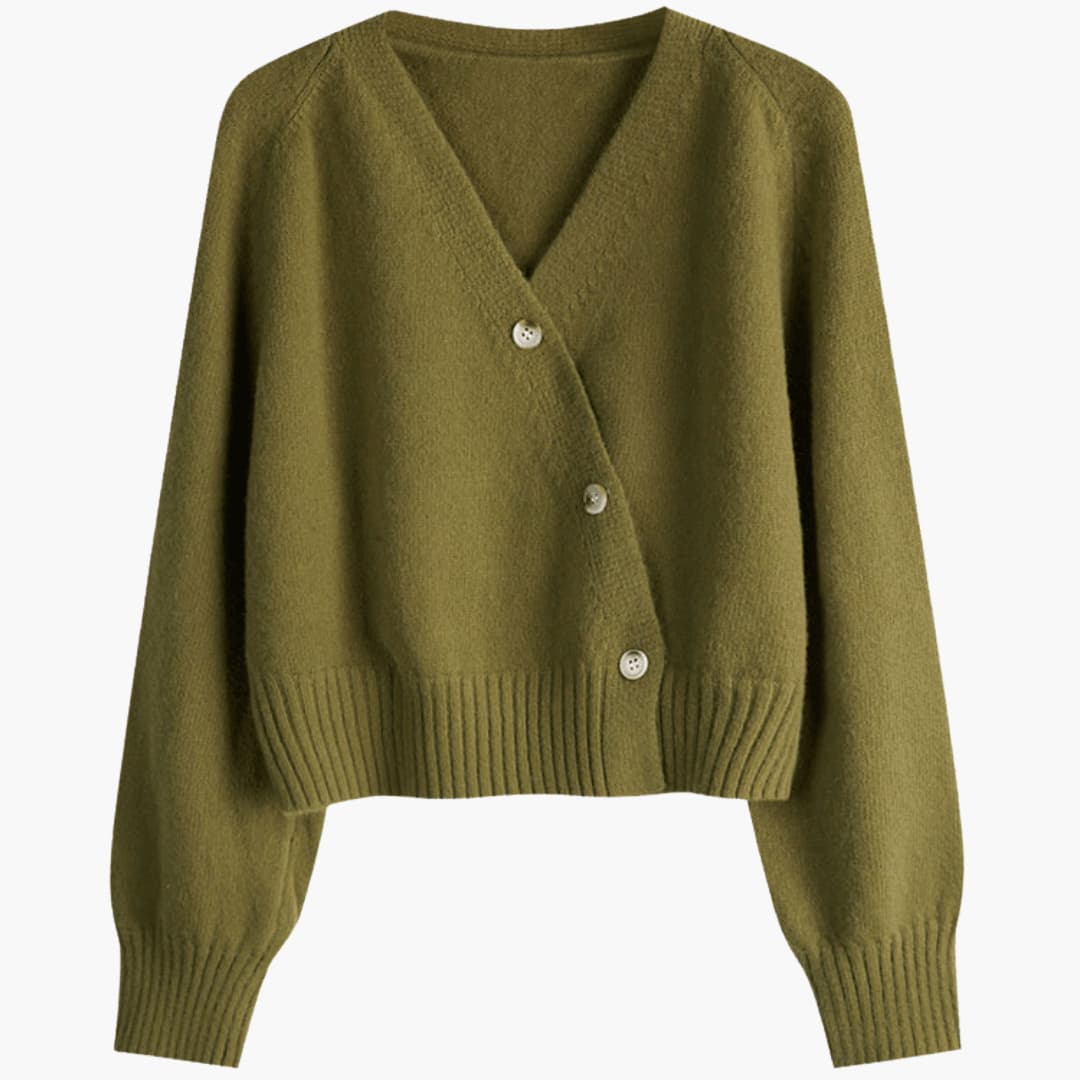 Cardigan da donna con scollo a V, bottoni e bordo a coste