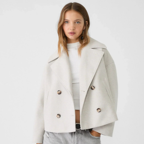 Women's Short Double-Breasted Coat Tailored Silhouette