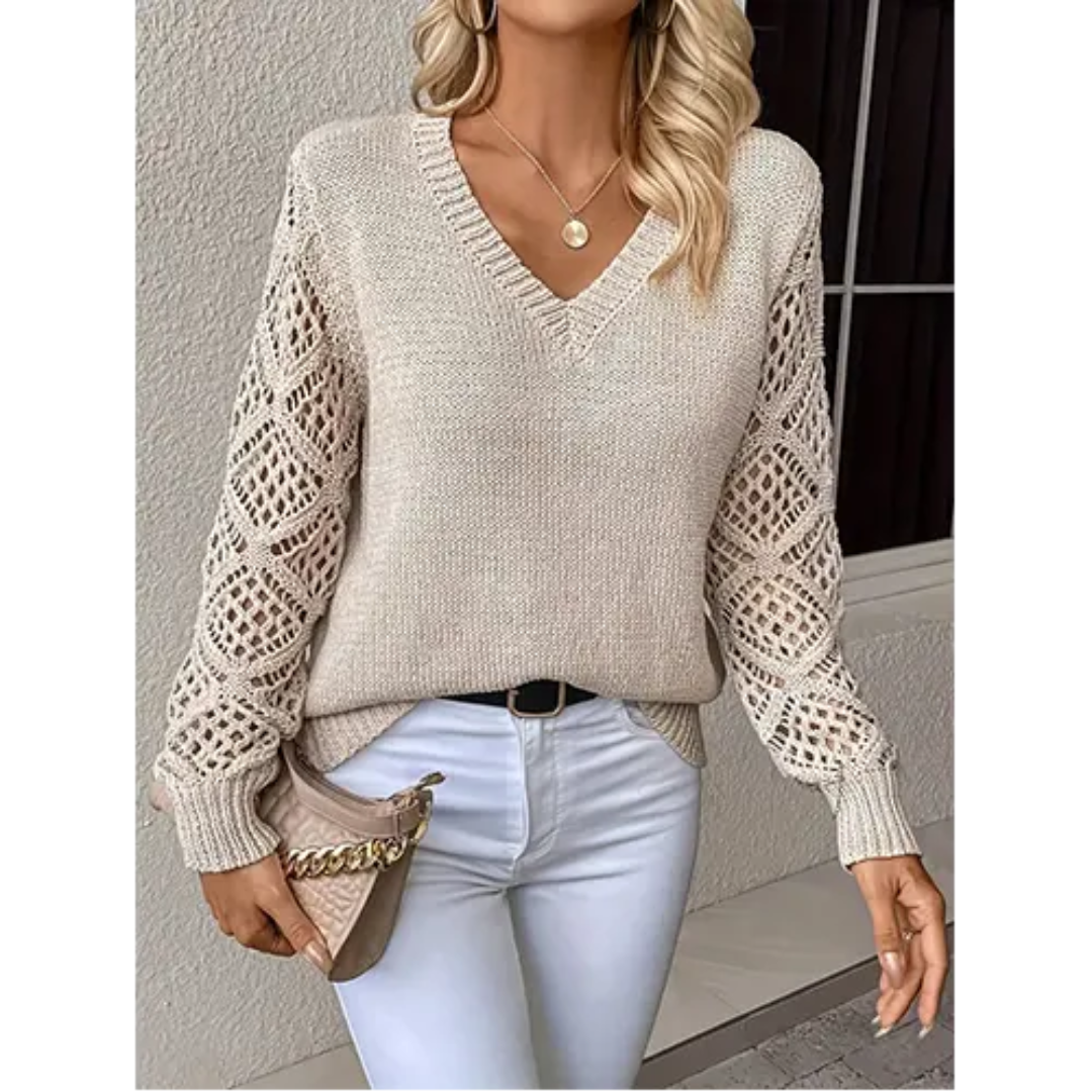 Women's V-Neck Sweater Soft Knit Relaxed Cut