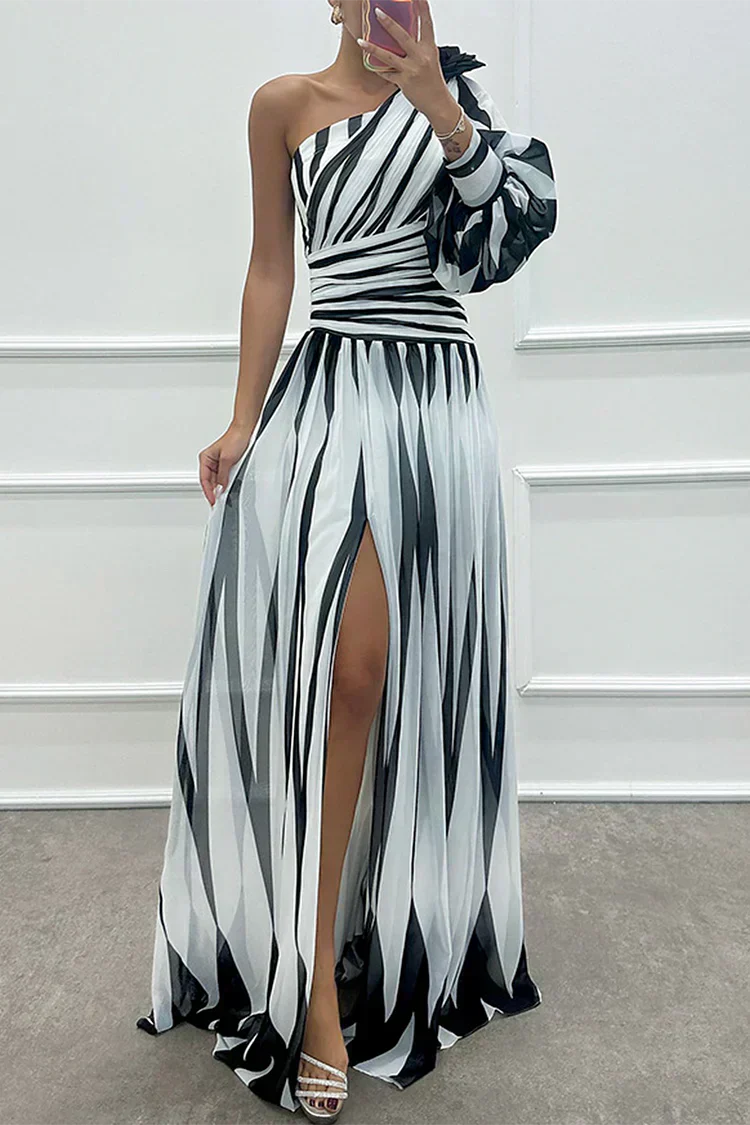 Robe longue femme à motif rayures verticales