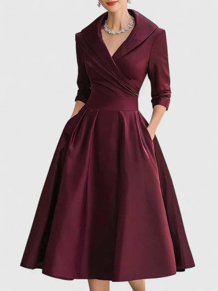 Women's Midi Dress Satin side pockets