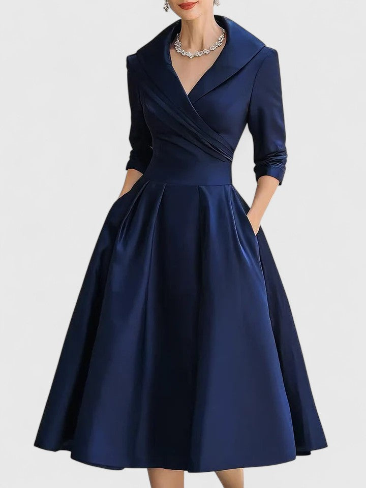 Women's Midi Dress Satin side pockets