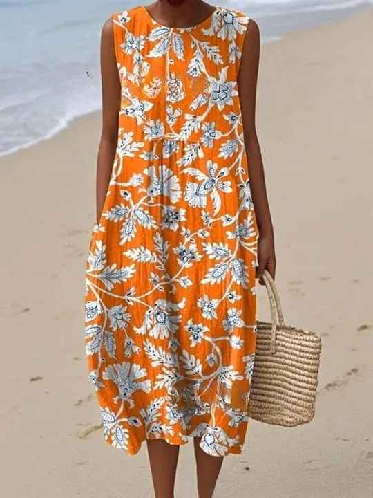 Women's Summer Dress vertical stripe pattern