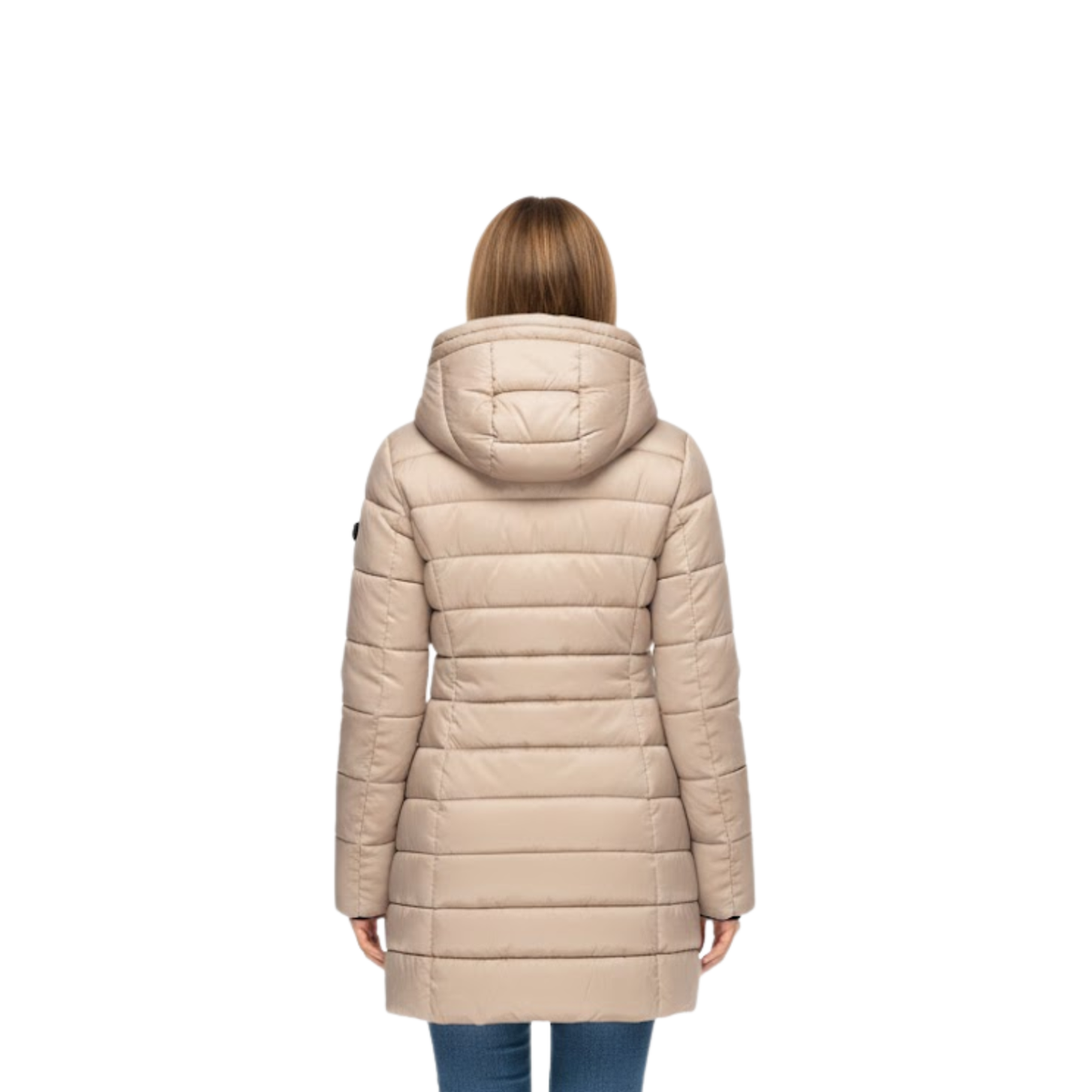 Parka acolchada de longitud media para mujer, con capucha y corte entallado, estilo invernal