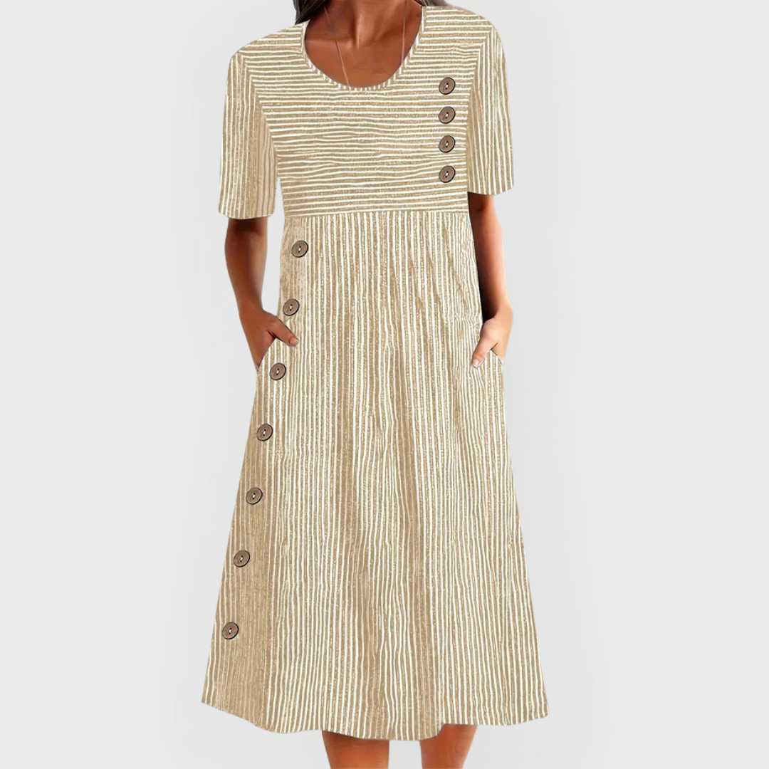 Women's Midi Dress vertical stripe pattern