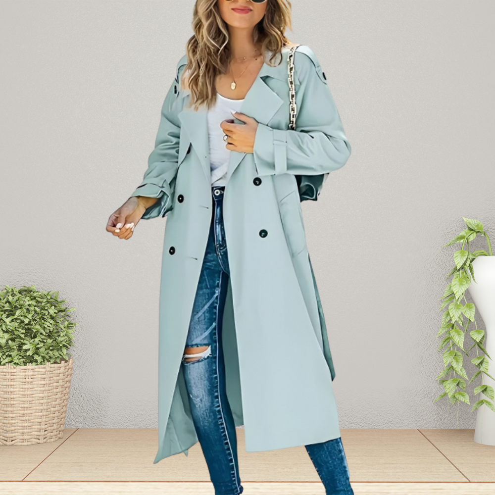 Women's Trench Coat Double-Breasted Turn-Down Collar
