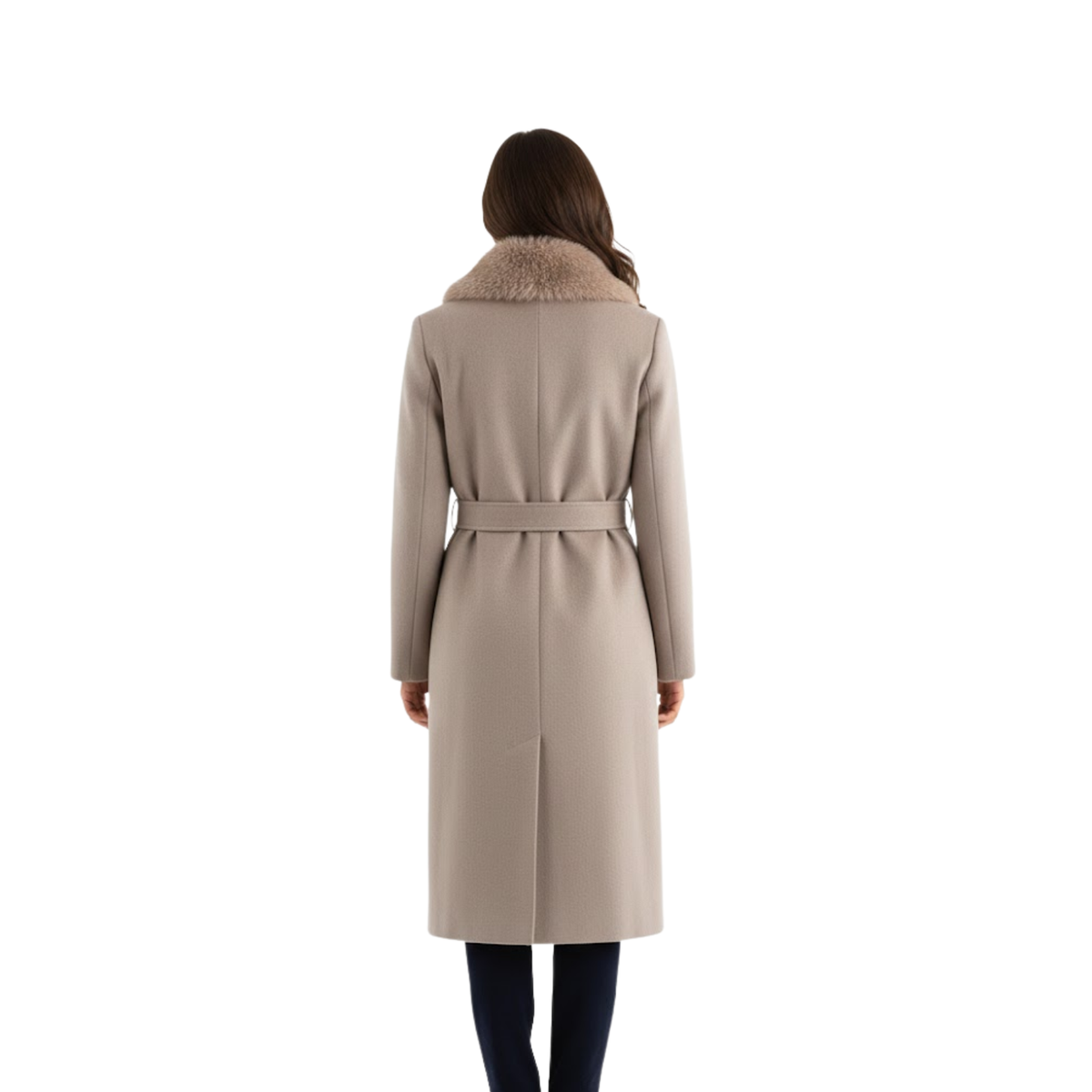 Women's Warm Belted Coat Fur Collar Flattering Winter Style