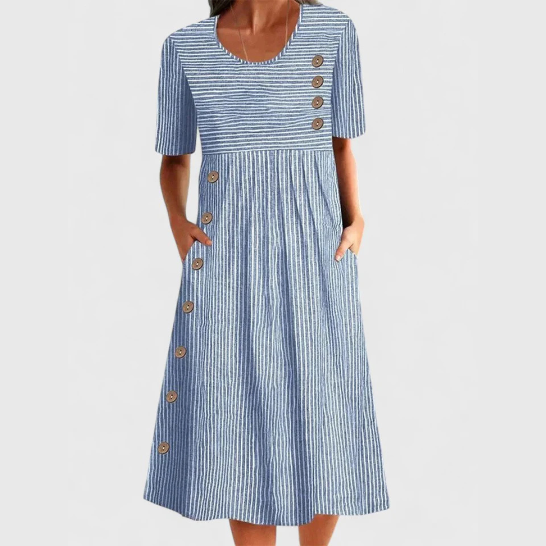Women's Midi Dress vertical stripe pattern