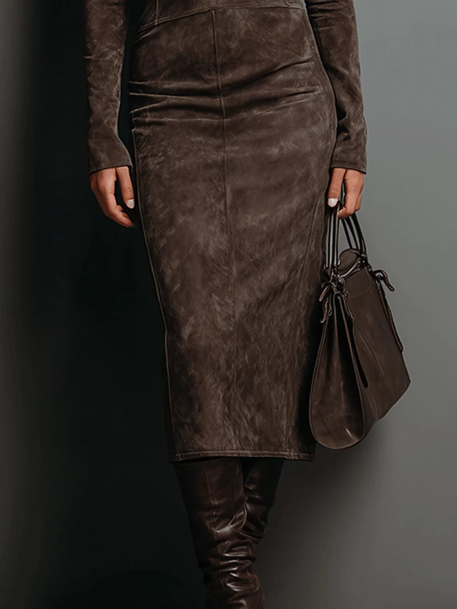 Women's Midi Dress Suede