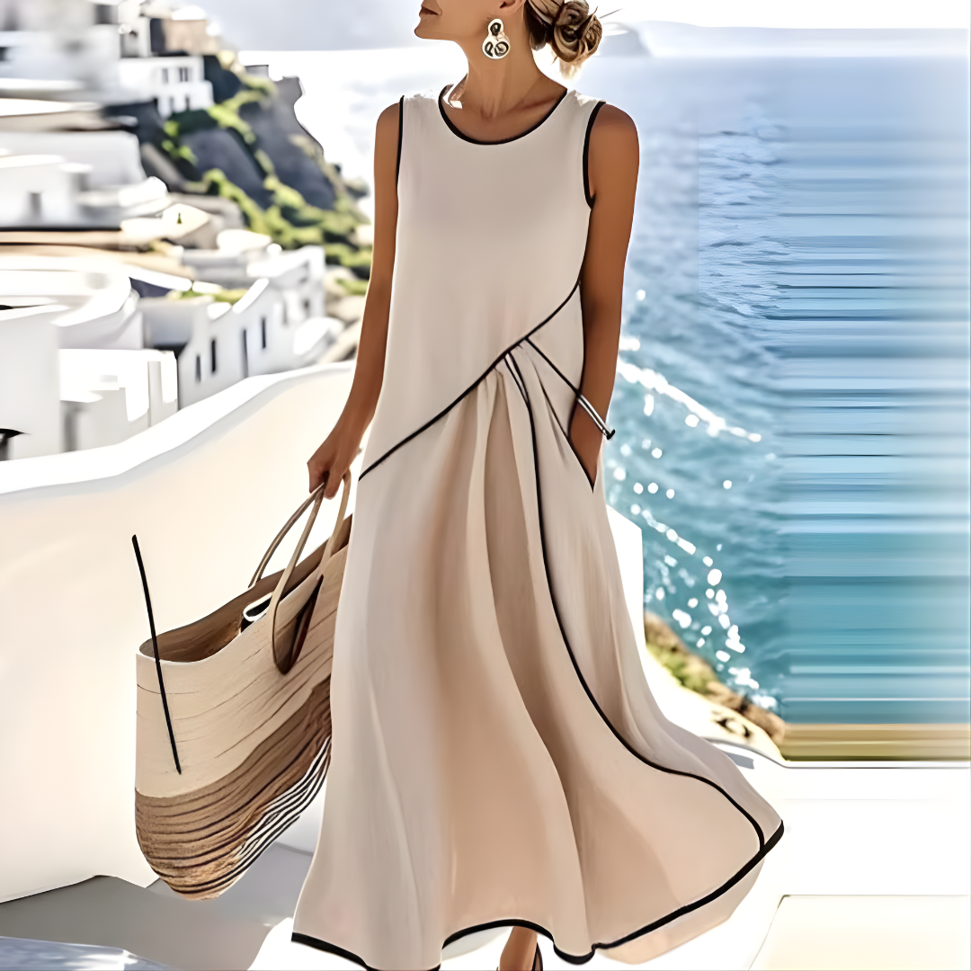 Women's Summer Dress vertical stripe pattern