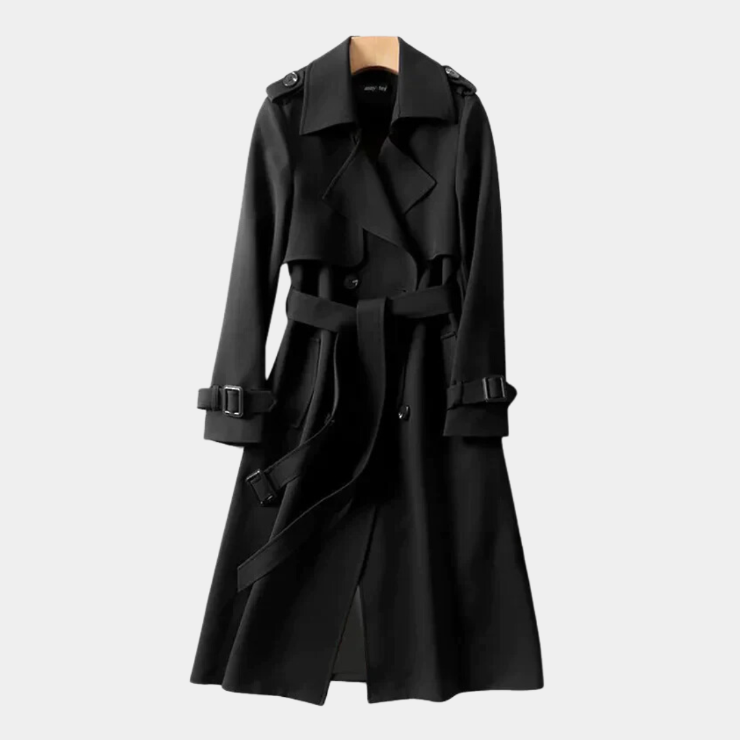 Women's Long Trench Coat Premium Fabric Winter Warmth