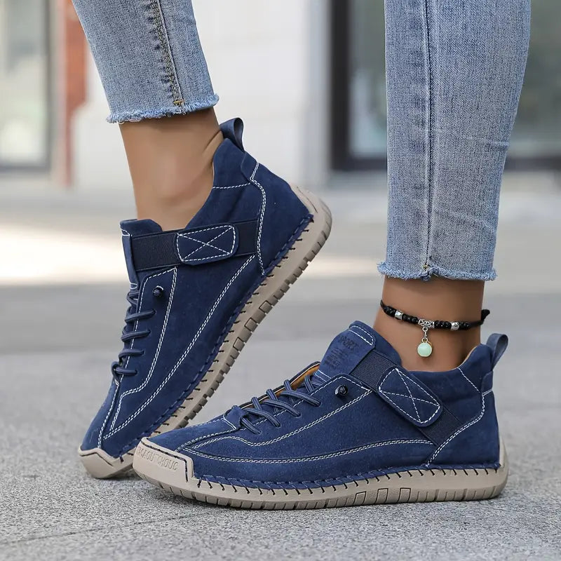 Zapatillas de cuero para mujer con soporte ortopédico