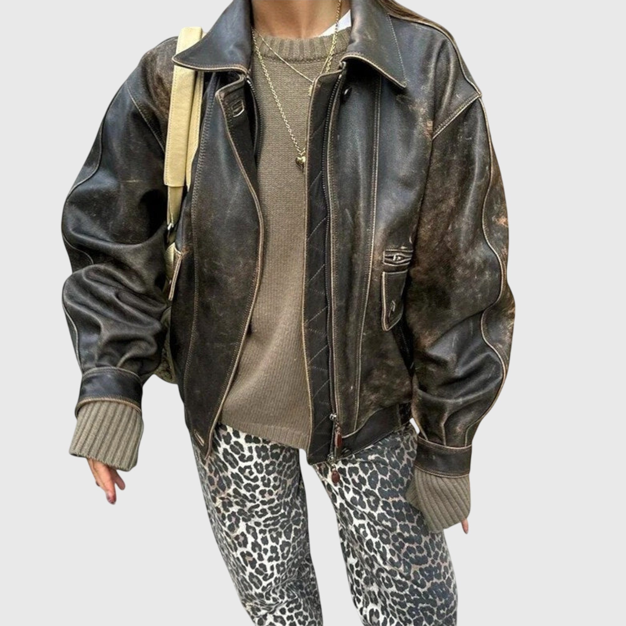 Lily | Vintage Jeans with Leopard Print