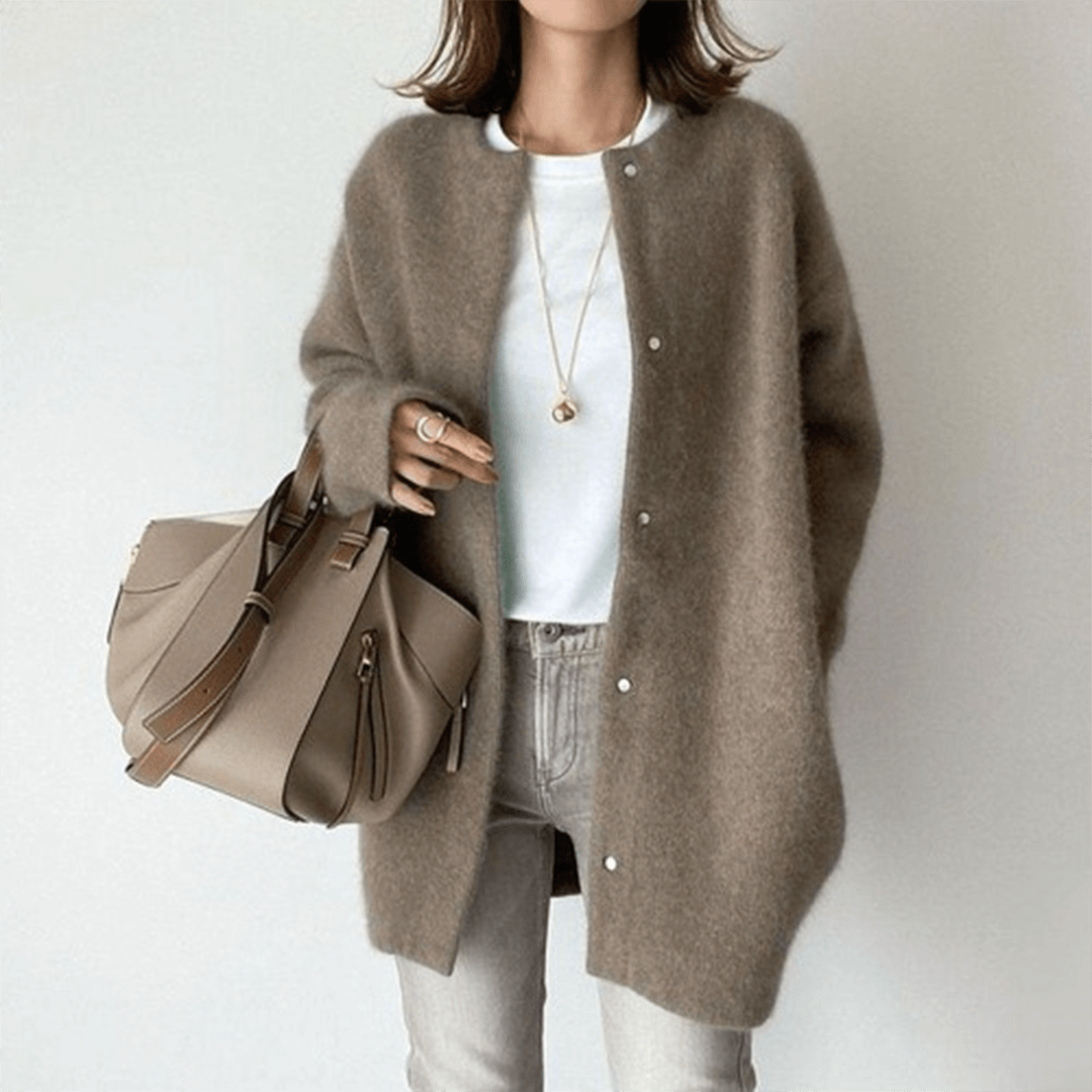 Women's Knit Cardigan Minimalist Buttons Graceful Drape
