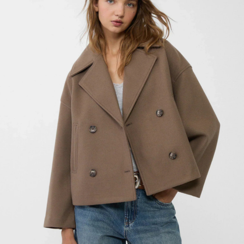 Women's Short Double-Breasted Coat Tailored Silhouette