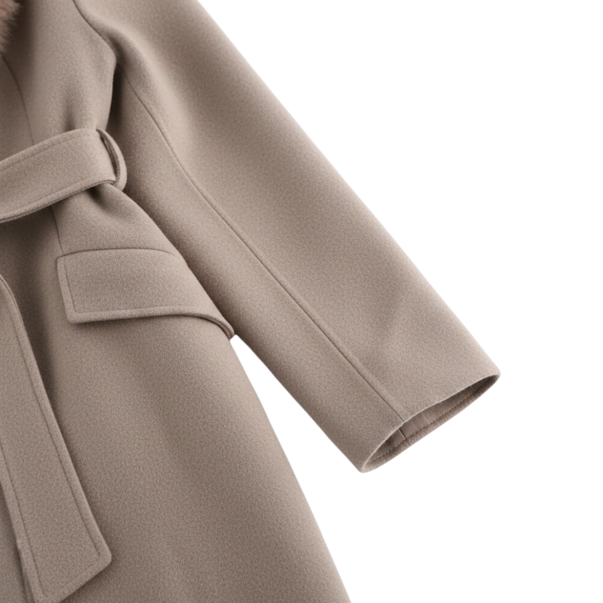 Women's Warm Belted Coat Fur Collar Flattering Winter Style
