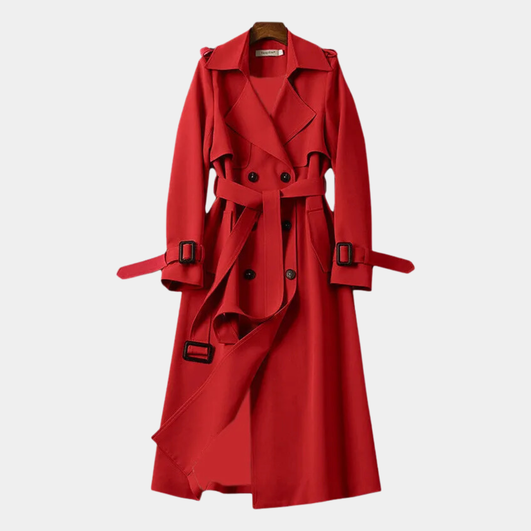 Women's Long Trench Coat Premium Fabric Winter Warmth