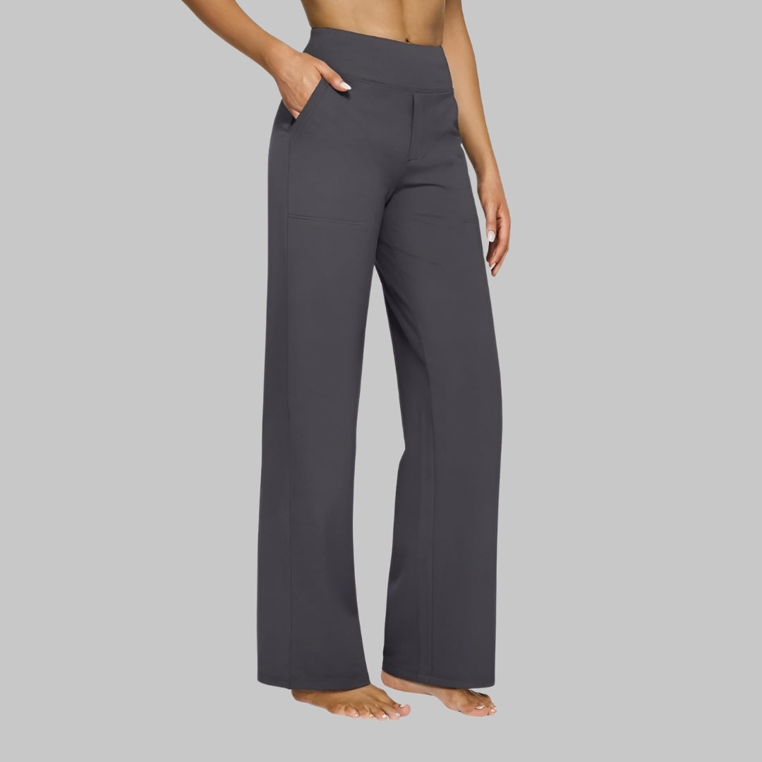 Women's Straight-Leg Trousers Soft Jersey Elastic Waist