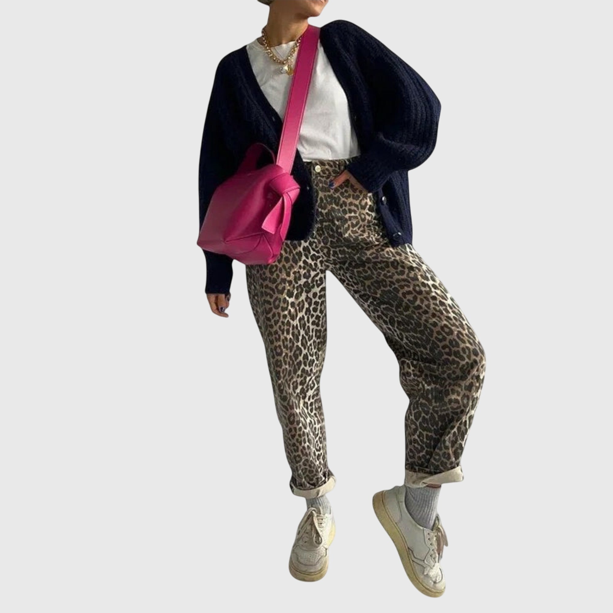Lily | Vintage Jeans with Leopard Print