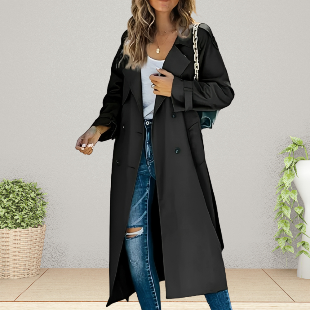 Women's Trench Coat Double-Breasted Turn-Down Collar