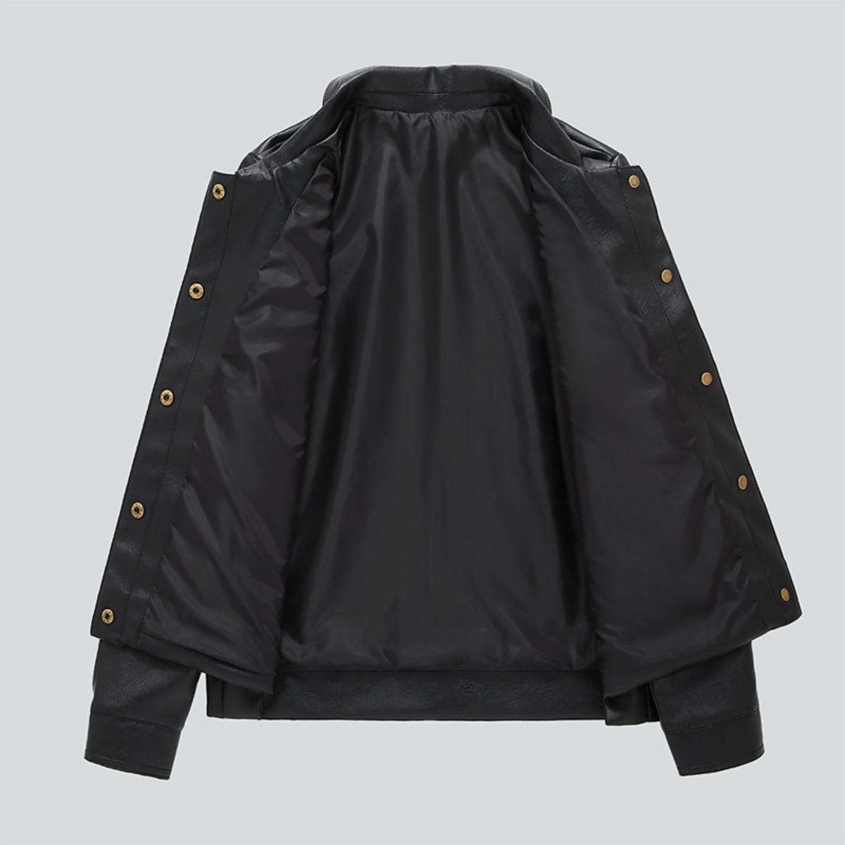 Women's Faux Leather Jacket Collared Button-Up Smooth