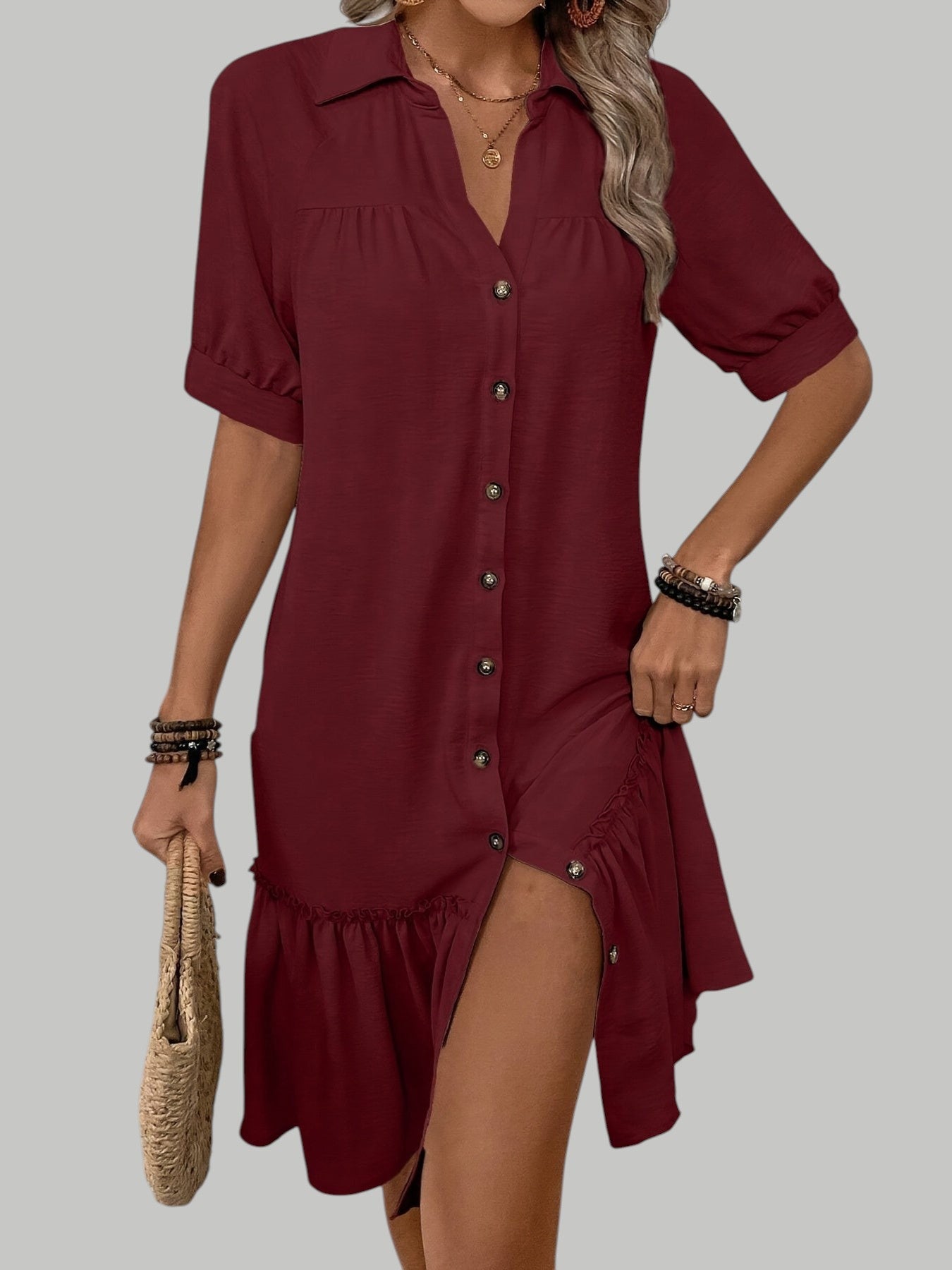 Maevelle | Vestido Midi Bohemio con Botones