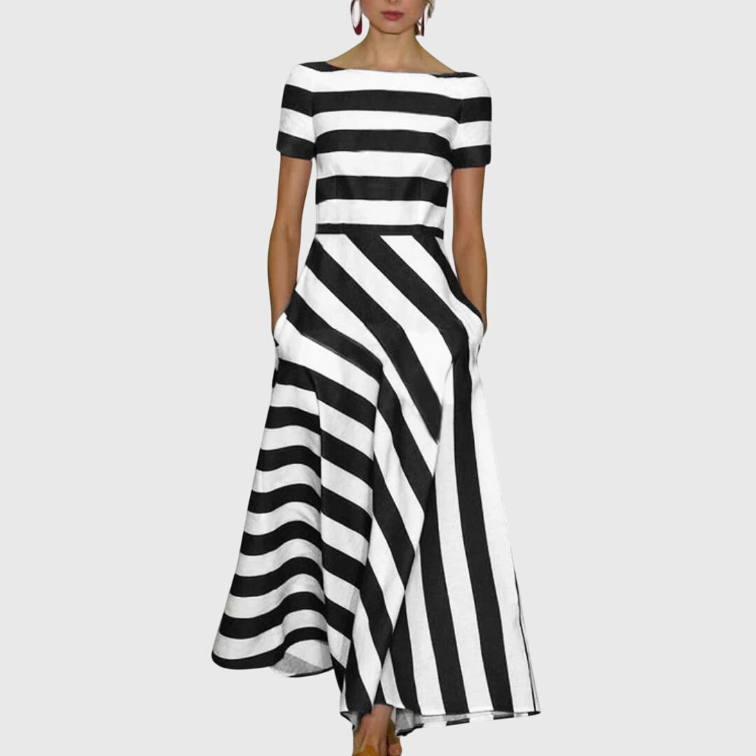 Women's Midi Dress vertical stripe pattern