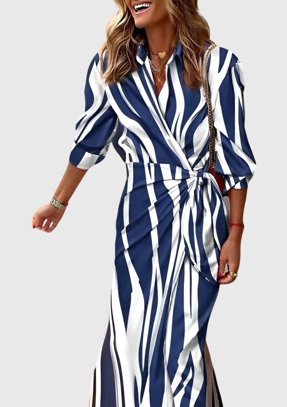 Robe midi femme à nouer devant