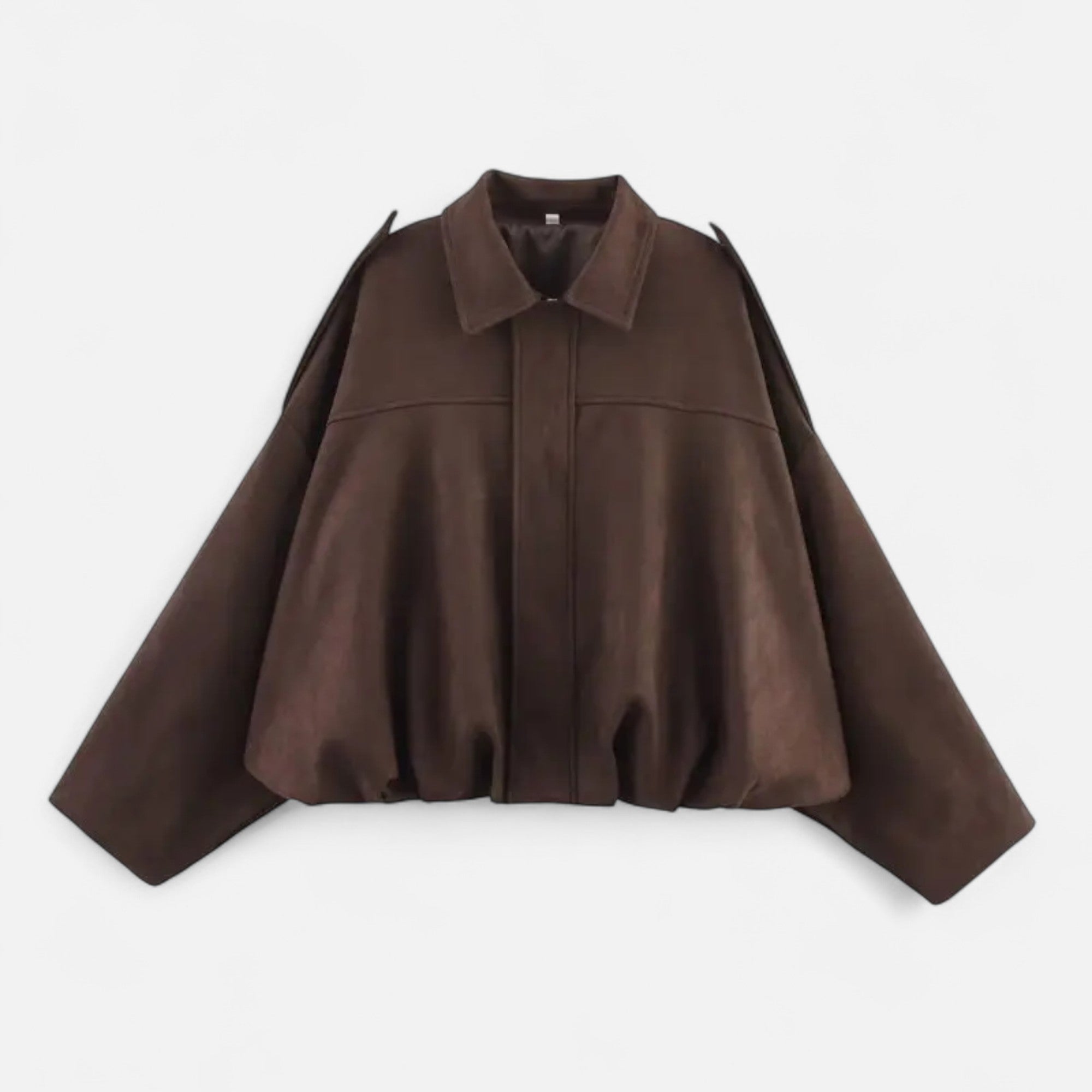 Women's Faux Suede Bomber Jacket Zip-Up Lapel Collar