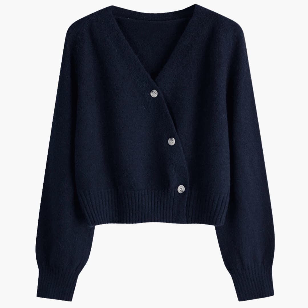 Cardigan da donna con scollo a V, bottoni e bordo a coste