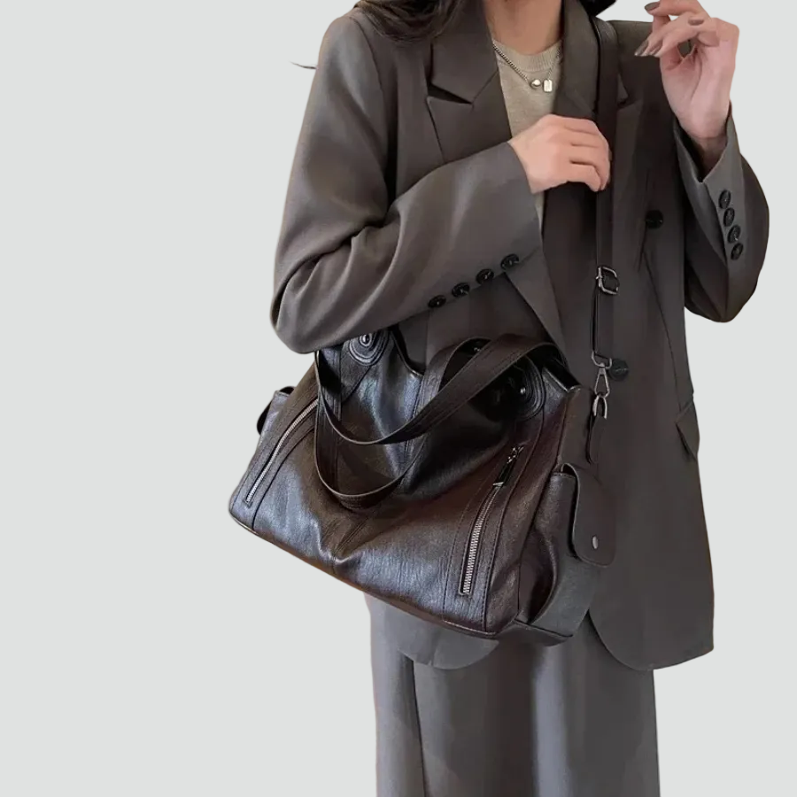 Ampia borsa tote da donna a spalla in pelle sintetica