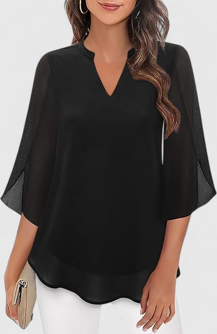 Women's Blouse Denim V-neck