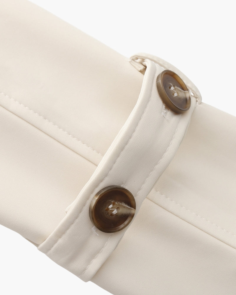 Women's Trench Coat Wide Lapels Removable Belt Epaulettes