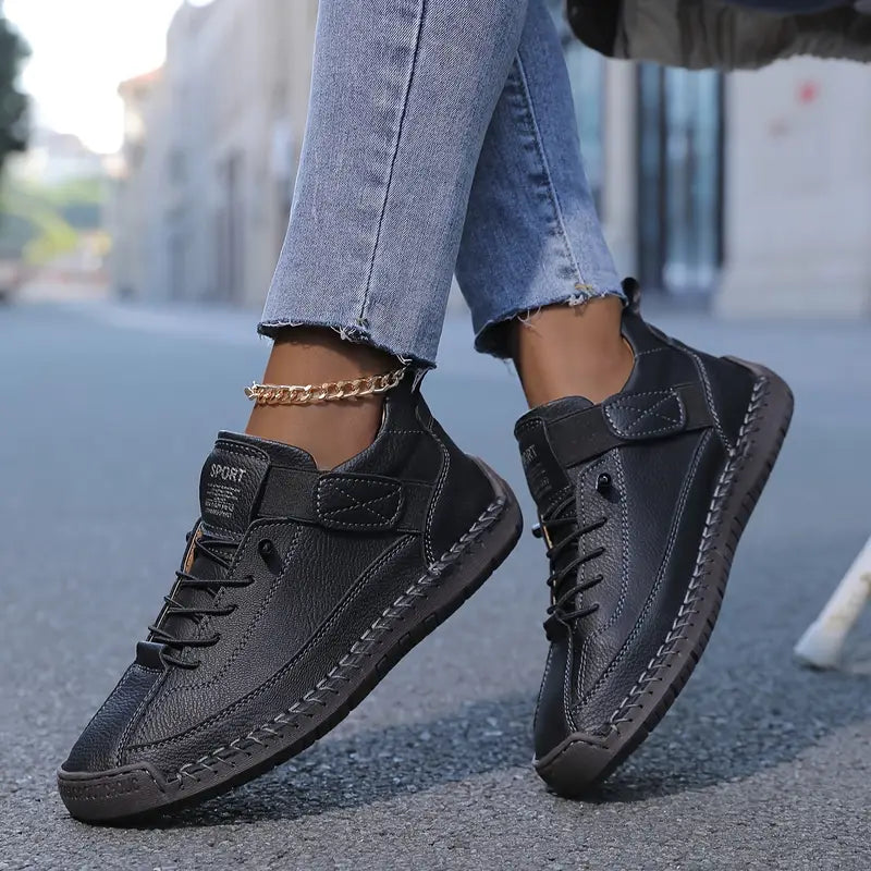 Zapatillas de cuero para mujer con soporte ortopédico