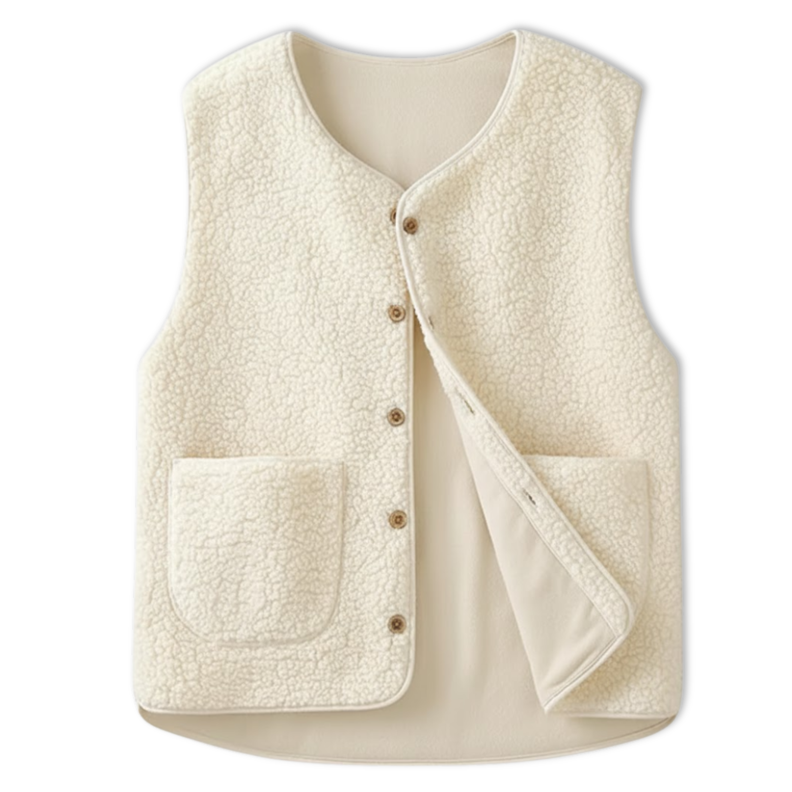 Chaleco de forro polar tipo teddy para mujer, sin mangas, con cuello, ideal para llevar a capas
