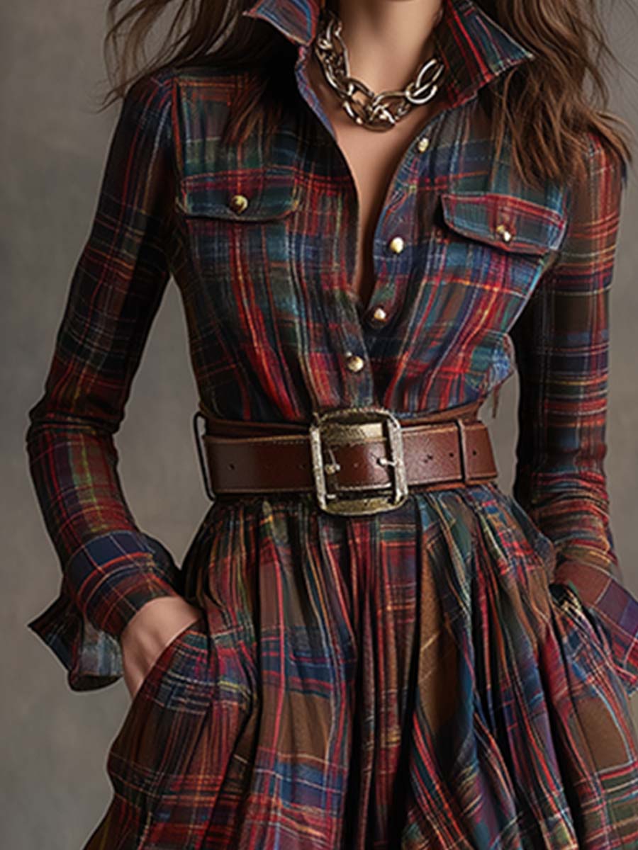 Robe chemise femme avec ceinture amovible à la taille