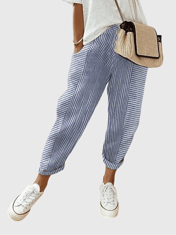 Pantaloni a gamba larga da donna con tasche laterali