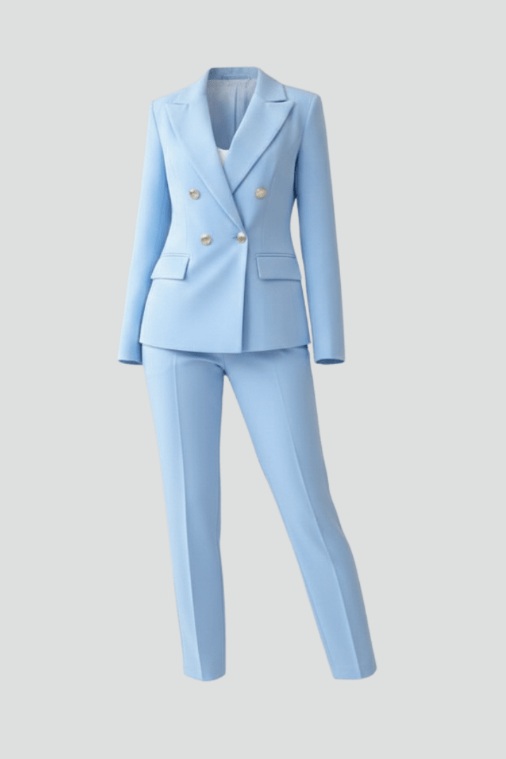 Conjunto de traje para mujer con blazer y pantalón, pernera recta y solapas