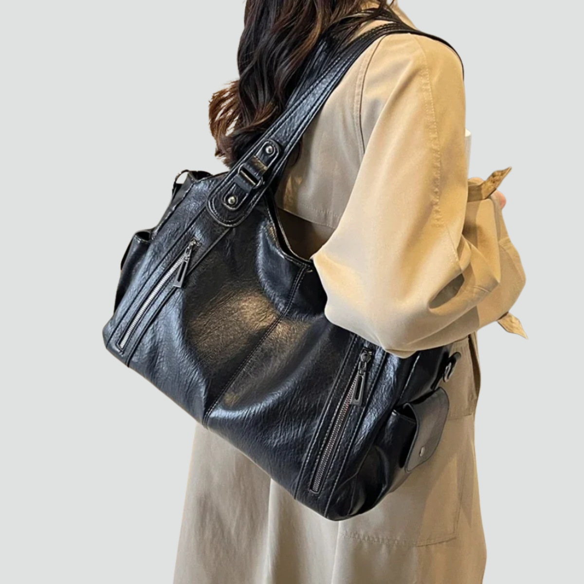 Ampia borsa tote da donna a spalla in pelle sintetica